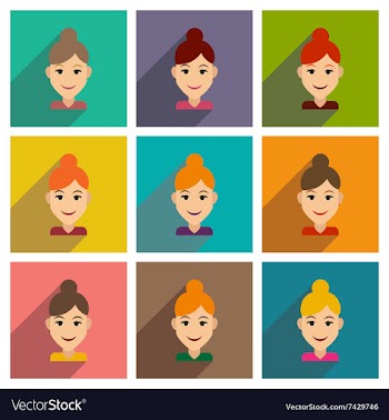 Set of flat web icons with long shadow women vector image