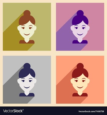 Set of flat web icons with long shadow women vector image