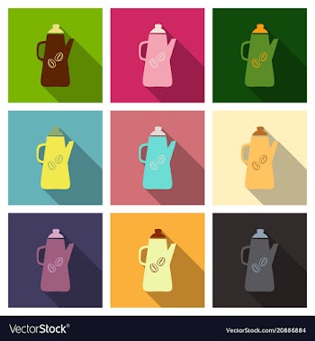 Set of french press coffee maker flat material vector image