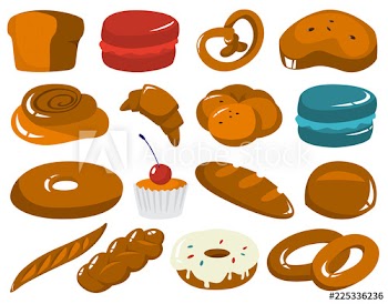 Set of fresh bakery products