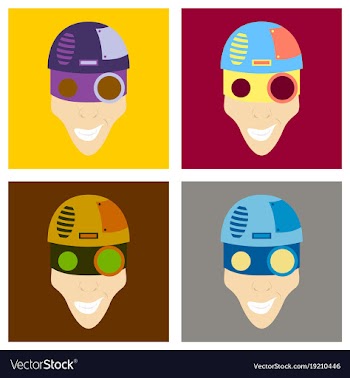 Set of friendly robot character with flat cartoon vector image
