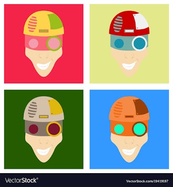 Set of friendly robot character with flat cartoon vector image