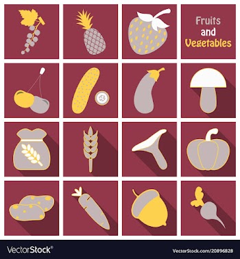 Set of fruits and vegetables vector image