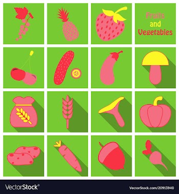 Set of fruits and vegetables vector image