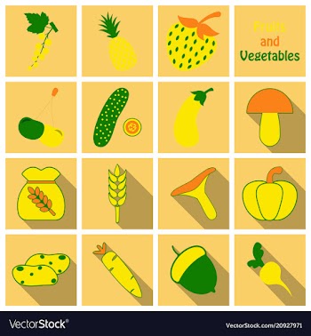 Set of fruits and vegetables vector image