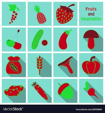 Set of fruits and vegetables vector image