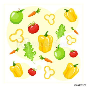 Set of fruits, vegetables and berries