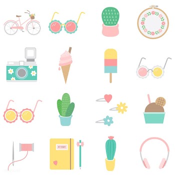 Set of fun and girly icons | Free stock vector - 251110