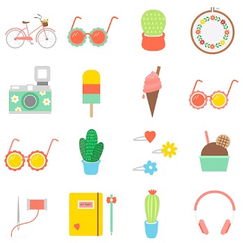 Set of fun and girly icons | Free stock vector - 251141
