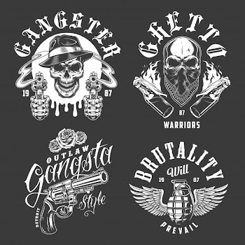 Set of gangster emblems Free Vector