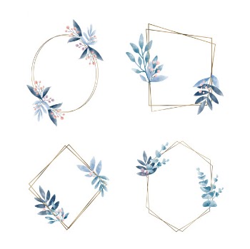 Set of geometric frame with leaves vector