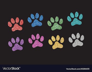 set of glitter dog paw