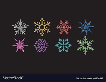 set of glitter snowflakes