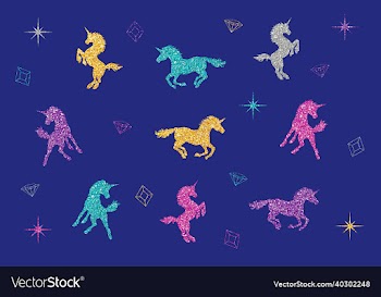 set of glitter unicorns
