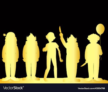 set of gold halloween ghost character