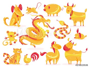 Set of golden animal