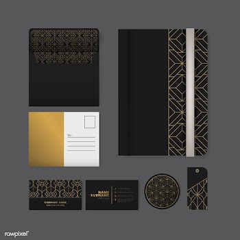 Set of golden geometric pattern on black surf.. | Free stock vector - 544483