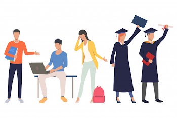 Set of graduation students Free Vector