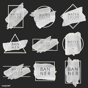 Set of gray watercolor banner design vector | Free stock vector - 512842