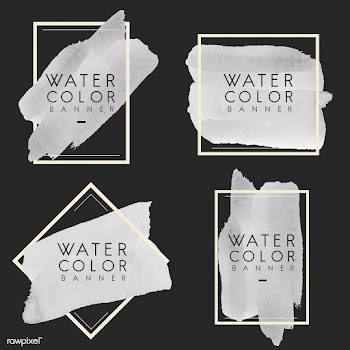 Set of gray watercolor banner design vector | Free stock vector - 512846