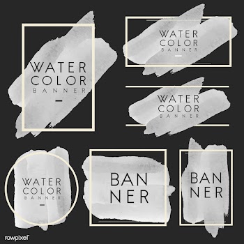 Set of gray watercolor banner design vector | Free stock vector - 512848