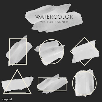Set of gray watercolor banner design vector | Free stock vector - 512849