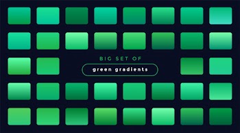 Set of green smooth gradients Free Vector