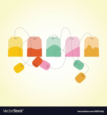 set of green tea bags of different shapes