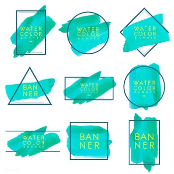 Set of green watercolor banner design vector | Free stock vector - 512803