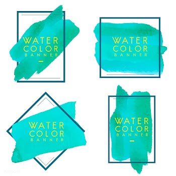 Set of green watercolor banner design vector | Free stock vector - 512805
