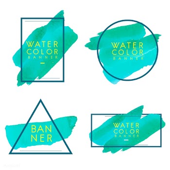 Set of green watercolor banner design vector | Free stock vector - 512806
