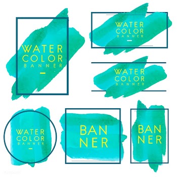 Set of green watercolor banner design vector | Free stock vector - 512809