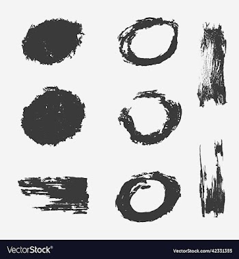 set of grunge textured ink shapes
