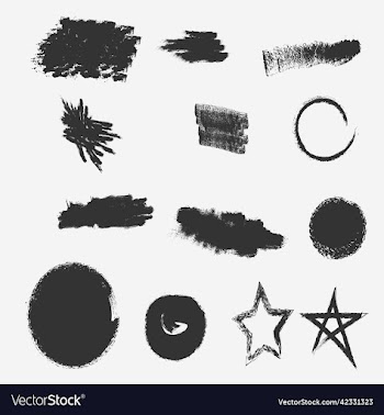 set of grunge textured ink shapes and strokes