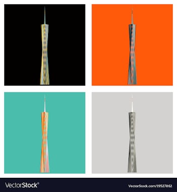 Set of guangzhou skyline stamp city silhouette vector image