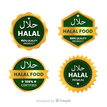 Set of halal food badges Free Vector