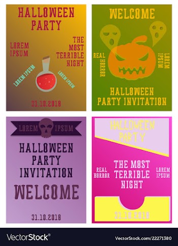 Set of halloween concepts pumpkin and spider web vector image