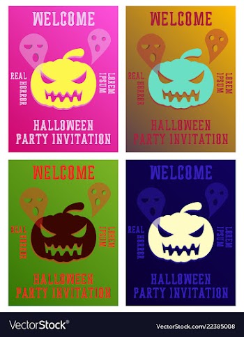 Set of halloween concepts pumpkin and spider web vector image