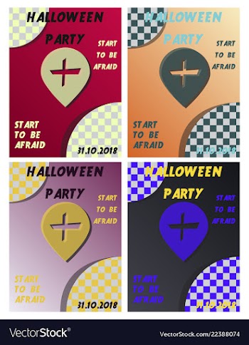 Set of halloween concepts pumpkin and spider web vector image