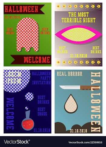 Set of halloween concepts pumpkin and spider web vector image