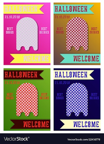 Set of halloween concepts pumpkin and spider web vector image