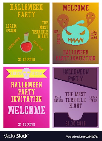 Set of halloween concepts pumpkin and spider web vector image
