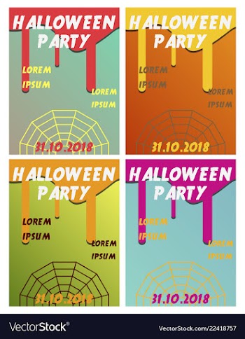 Set of halloween concepts pumpkin and spider web vector image