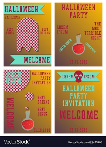 Set of halloween concepts pumpkin and spider web vector image