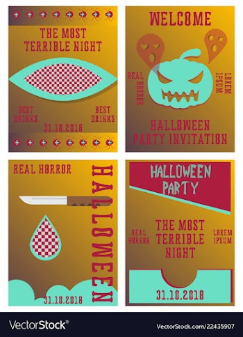 Set of halloween concepts pumpkin and spider web vector image