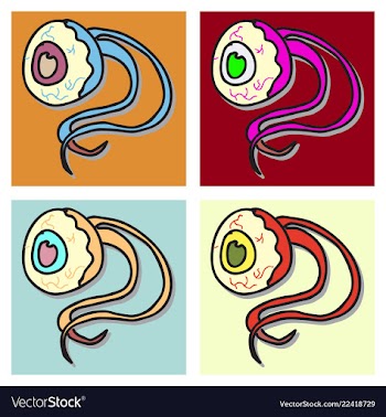 Set of halloween eye ball cartoon on background vector image