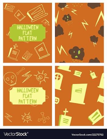 Set of halloween festive pattern endless vector image
