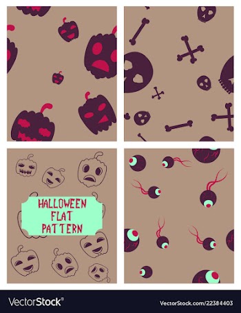 Set of halloween festive pattern endless vector image