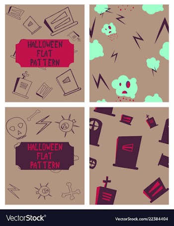 Set of halloween festive pattern endless vector image