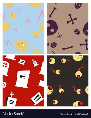 Set of halloween festive pattern endless vector image
